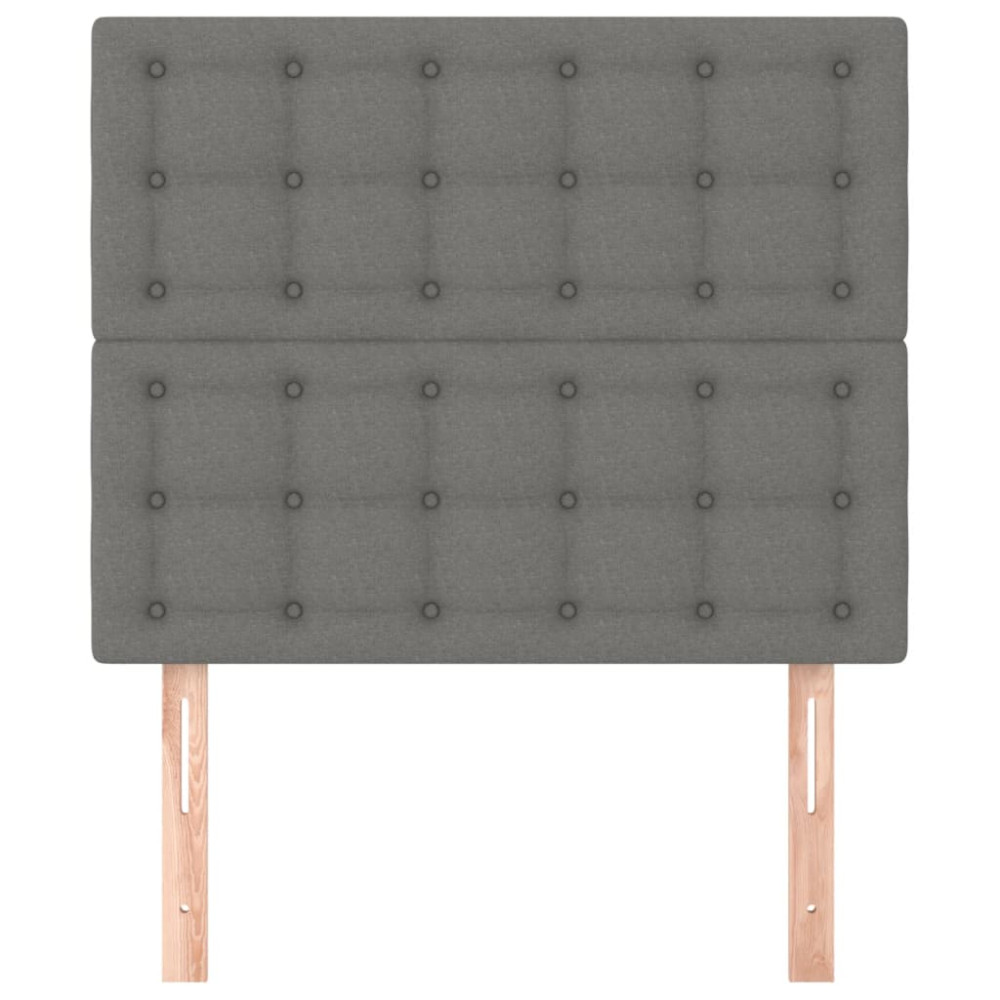 Produktbild för Sänggavel mörkgrå 80x5x118/128 cm tyg