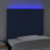Produktbild för Sänggavel LED blå 90x5x118/128 cm tyg