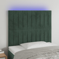 Produktbild för Sänggavel LED mörkgrön 80x5x118/128 cm sammet