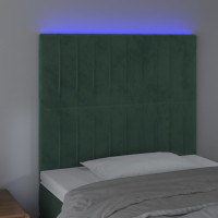 Produktbild för Sänggavel LED mörkgrön 80x5x118/128 cm sammet