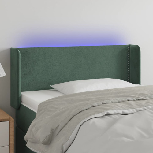 vidaXL Sänggavel LED mörkgrön 93x16x78/88 cm sammet