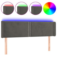 Produktbild för Sänggavel LED mörkgrå 147x16x78/88 cm sammet