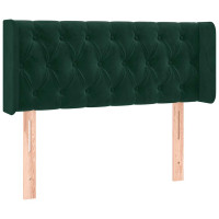 Produktbild för Sänggavel LED mörkgrön 93x16x78/88 cm sammet