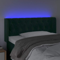 Produktbild för Sänggavel LED mörkgrön 93x16x78/88 cm sammet