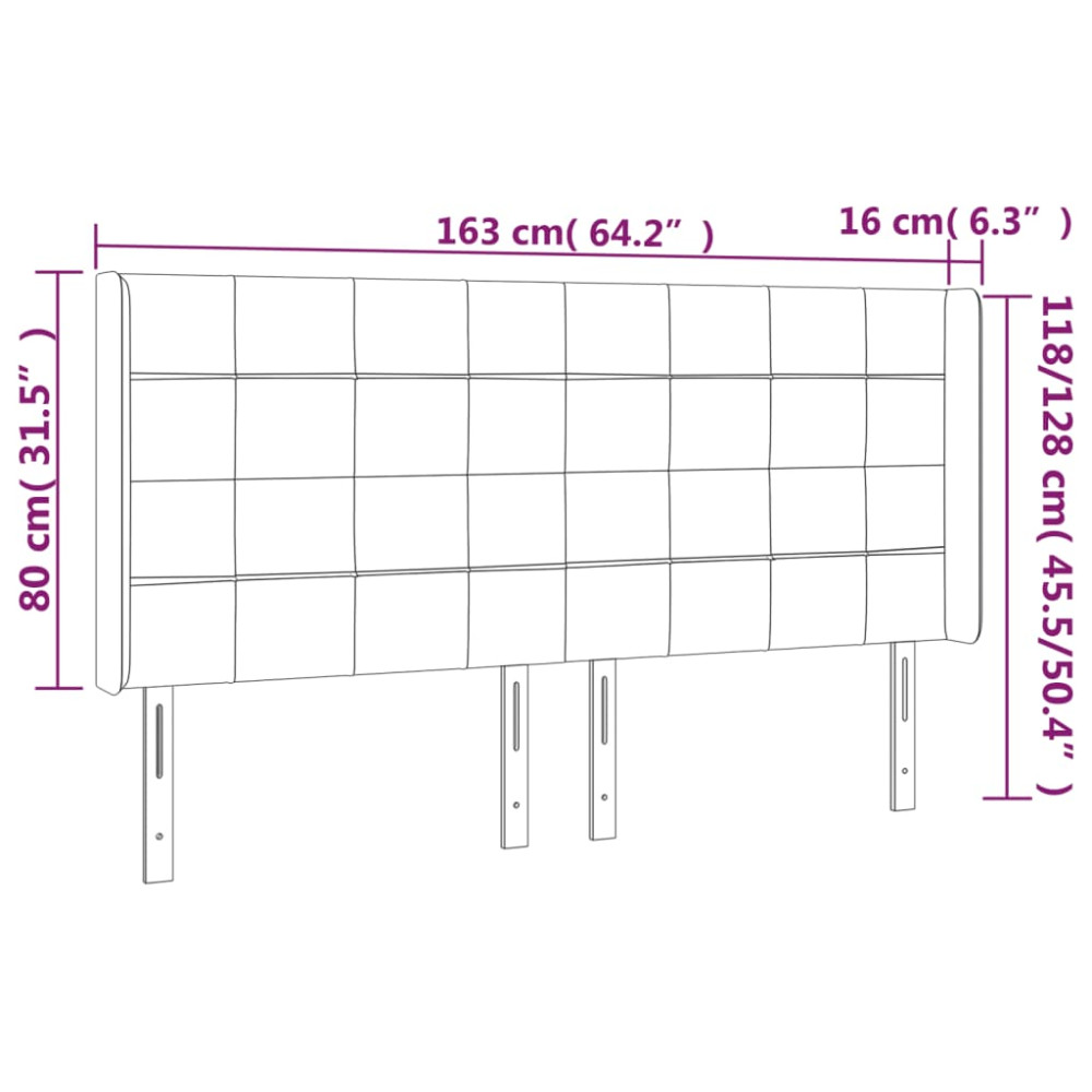 Produktbild för Sänggavel LED blå 163x16x118/128 cm tyg