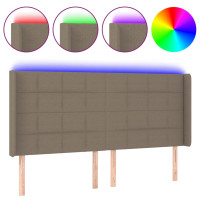 Produktbild för Sänggavel LED taupe 203x16x118/128 cm tyg