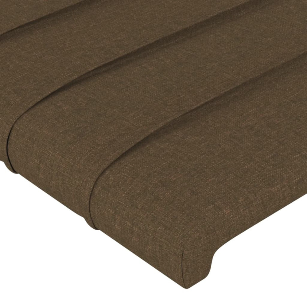 Produktbild för Sänggavel LED mörkbrun 183x16x118/128 cm tyg