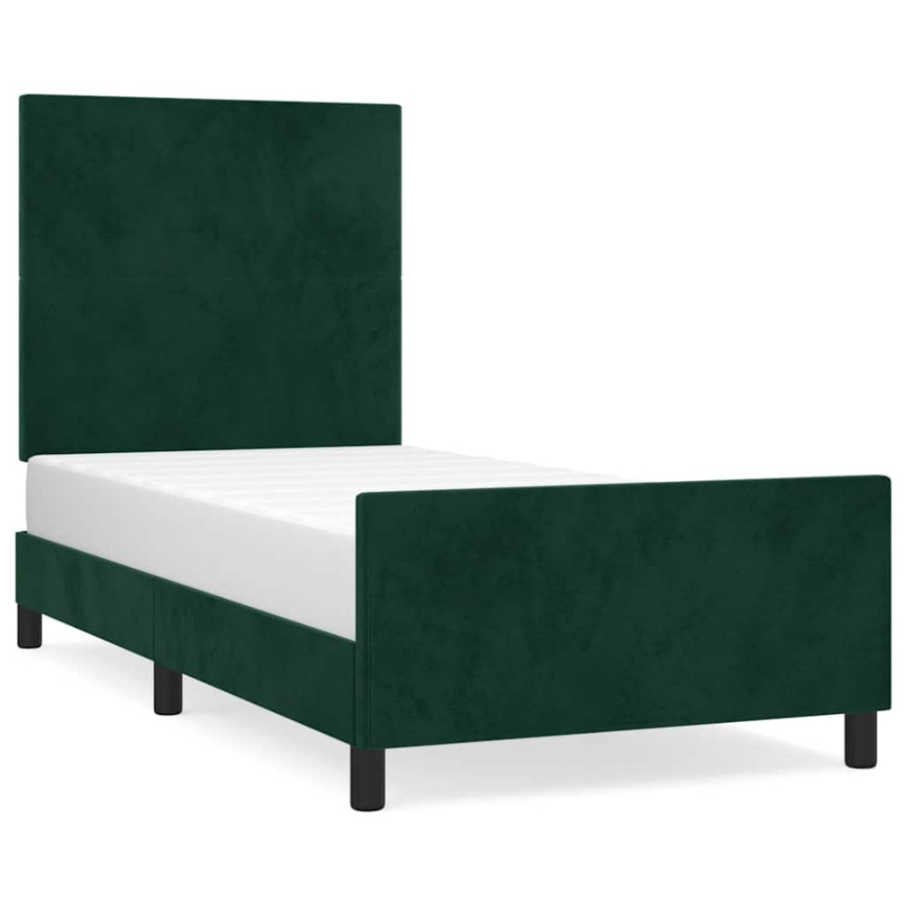 Produktbild för Sängram utan madrass mörkgrön 90x190 cm sammet