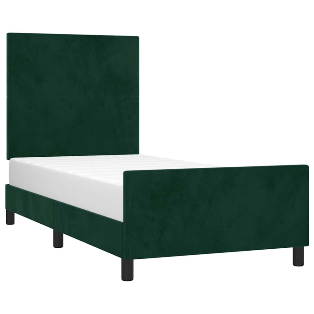 Produktbild för Sängram utan madrass mörkgrön 90x190 cm sammet