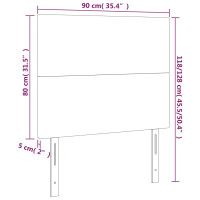 Produktbild för Sänggavel LED ljusgrå 90x5x118/128 cm sammet