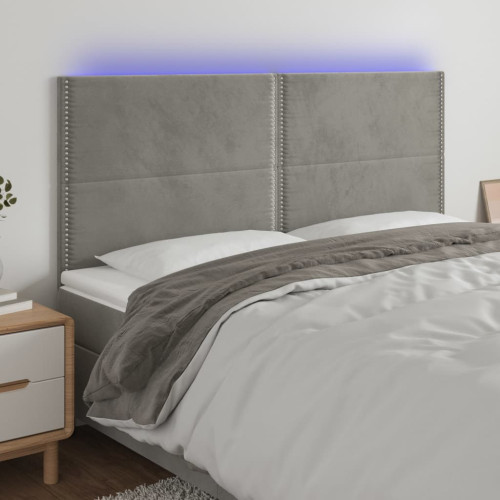 vidaXL Sänggavel LED ljusgrå 160x5x118/128 cm sammet