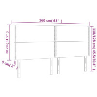 Produktbild för Sänggavel LED mörkgrön 160x5x118/128 cm sammet