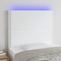 Produktbild för Sänggavel LED hvid 90x5x118/128 cm konstläder