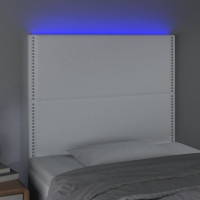 Produktbild för Sänggavel LED hvid 90x5x118/128 cm konstläder