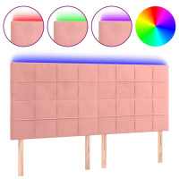Produktbild för Sänggavel LED rosa 180x5x118/128 cm sammet