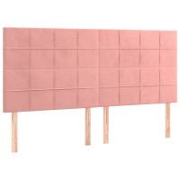 Produktbild för Sänggavel LED rosa 180x5x118/128 cm sammet
