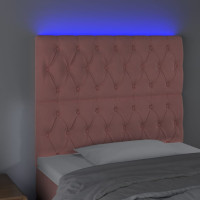 Produktbild för Sänggavel LED rosa 90x7x118/128 cm sammet