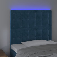 Produktbild för Sänggavel LED mörkblå 100x5x118/128 cm sammet