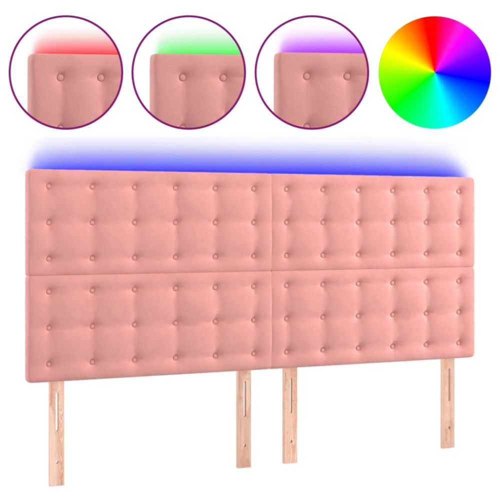 Produktbild för Sänggavel LED rosa 180x5x118/128 cm sammet