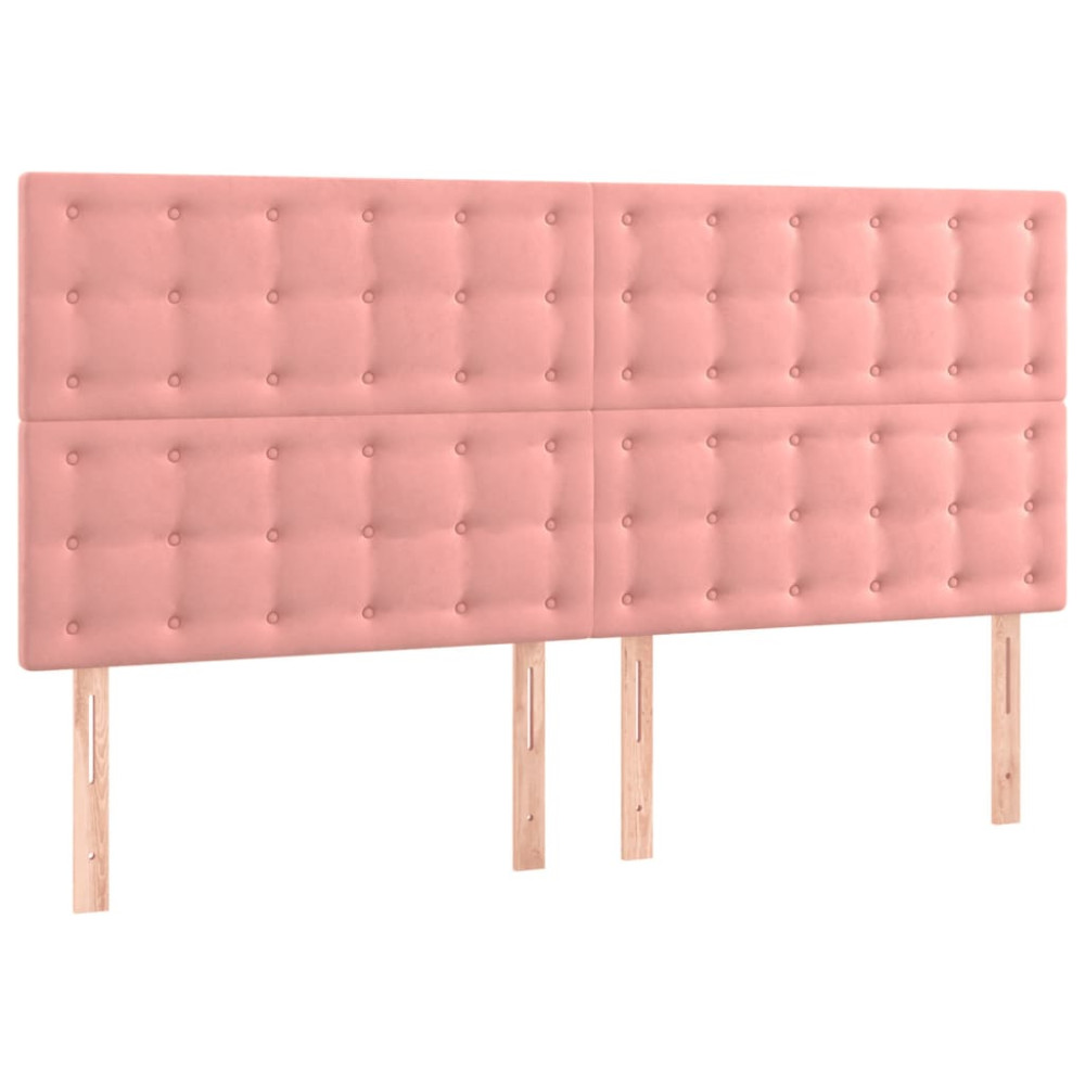 Produktbild för Sänggavel LED rosa 180x5x118/128 cm sammet