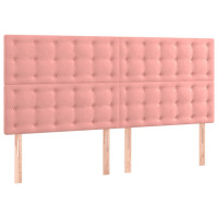 Produktbild för Sänggavel LED rosa 180x5x118/128 cm sammet