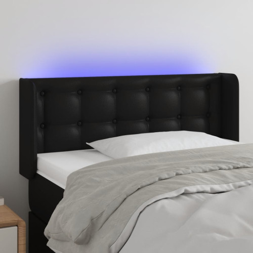 vidaXL Sänggavel LED svart 83x16x78/88 cm konstläder