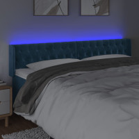 Produktbild för Sänggavel LED mörkblå 203x16x78/88 cm sammet