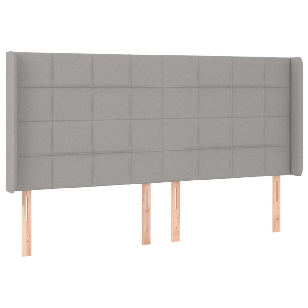 Produktbild för Sänggavel LED ljusgrå 183x16x118/128 cm tyg