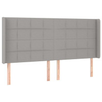 Produktbild för Sänggavel LED ljusgrå 183x16x118/128 cm tyg