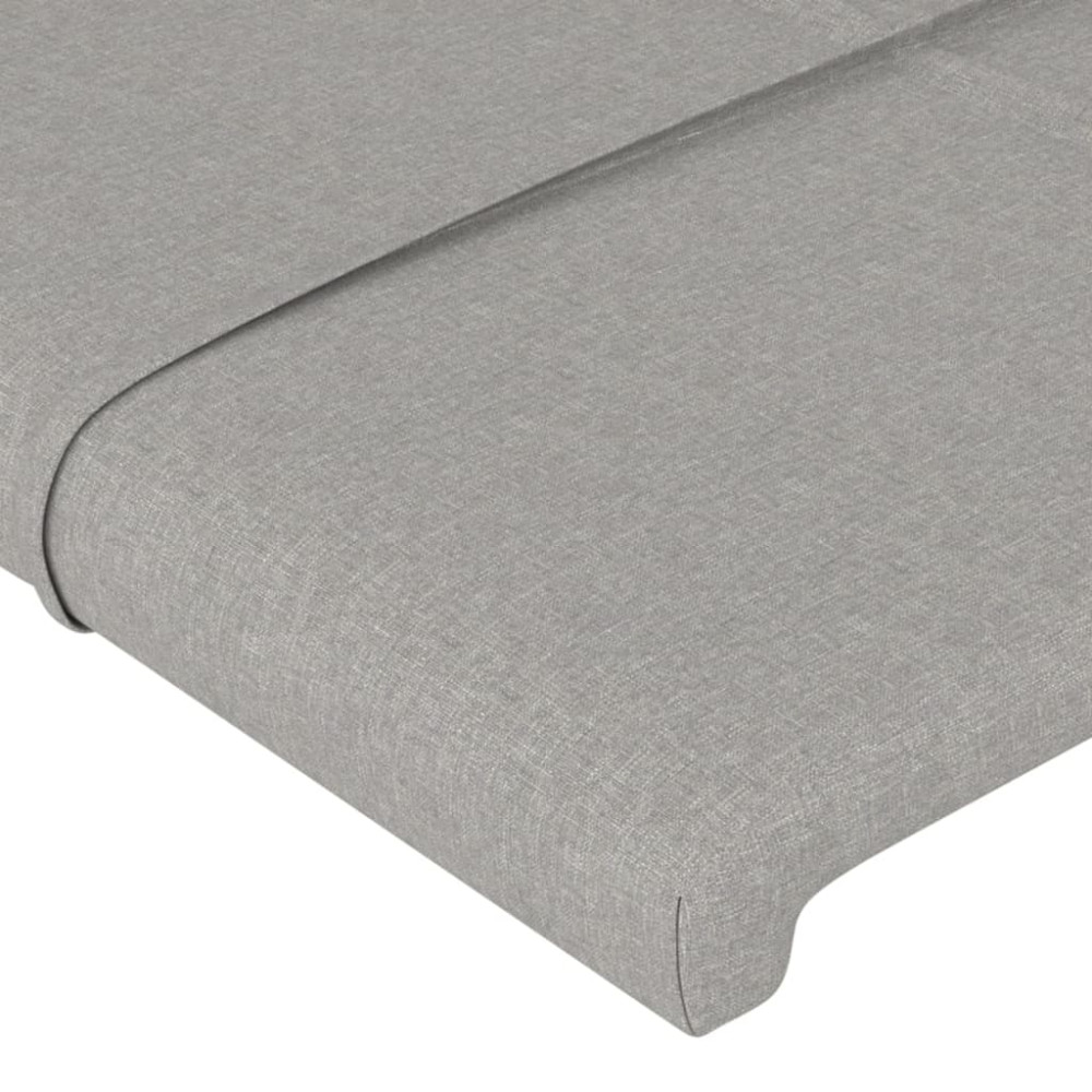 Produktbild för Sänggavel LED ljusgrå 183x16x118/128 cm tyg