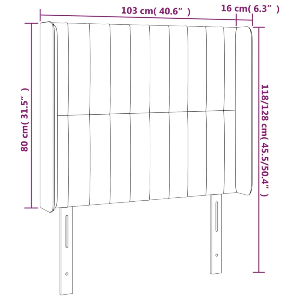 Produktbild för Sänggavel LED blå 103x16x118/128 cm tyg