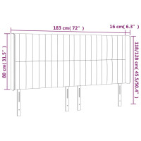 Produktbild för Sänggavel LED mörkgrå 183x16x118/128 cm tyg