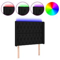 Produktbild för Sänggavel LED svart 93x16x118/128 cm tyg