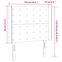 Produktbild för Sänggavel LED mörkgrå 103x16x118/128 cm sammet