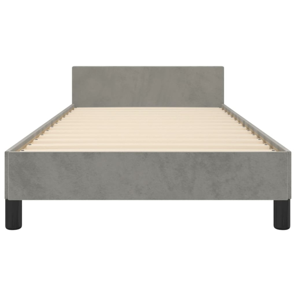 Produktbild för Sängram utan madrass ljusgrå 90x190 cm sammet