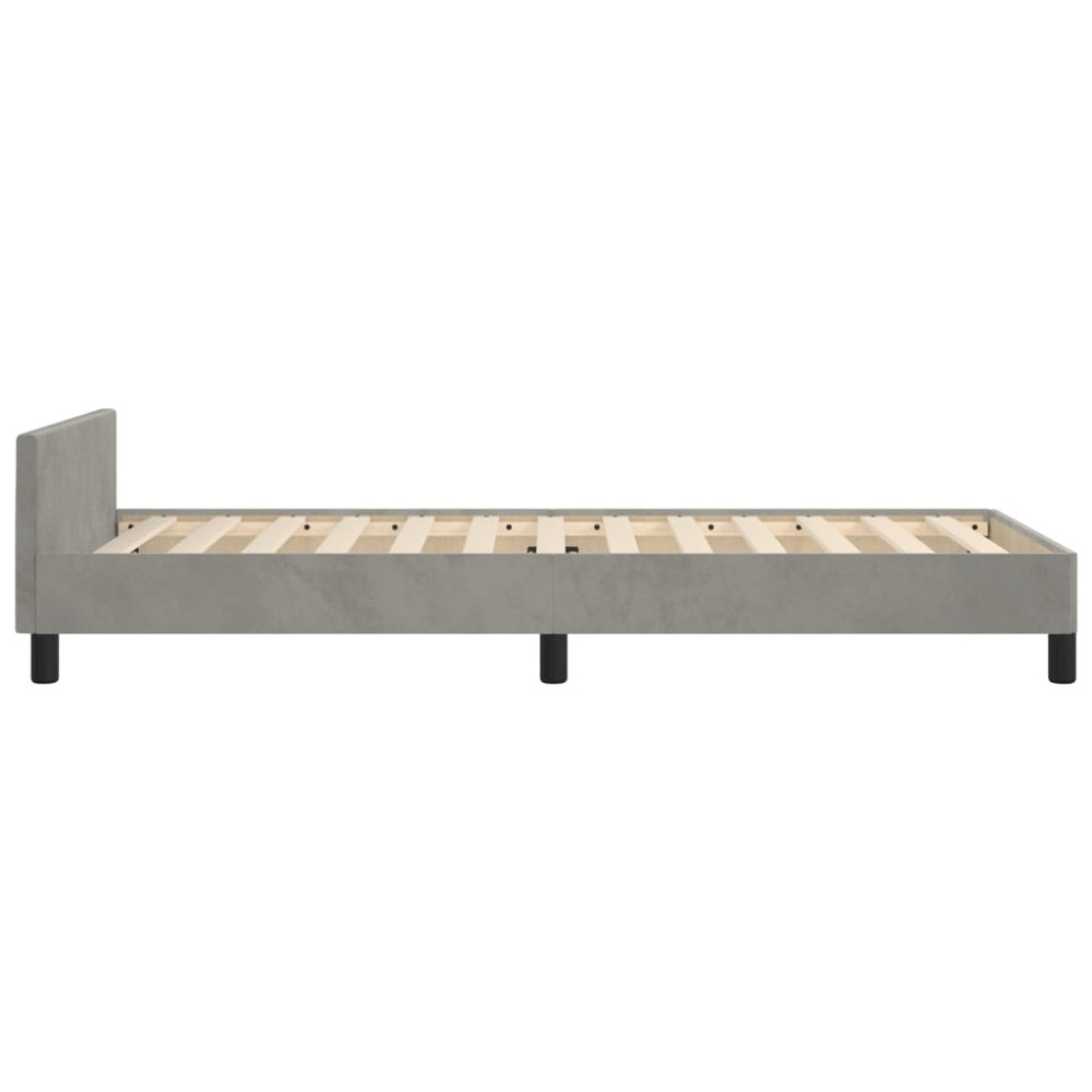Produktbild för Sängram utan madrass ljusgrå 90x190 cm sammet