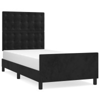 Produktbild för Sängram med huvudgavel svart 90x200 cm sammet