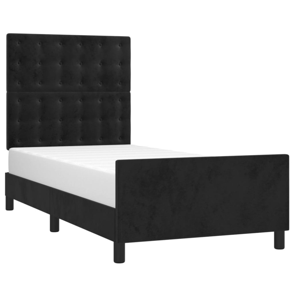 Produktbild för Sängram med huvudgavel svart 90x200 cm sammet