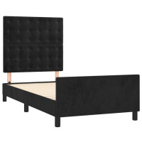 Produktbild för Sängram med huvudgavel svart 90x200 cm sammet