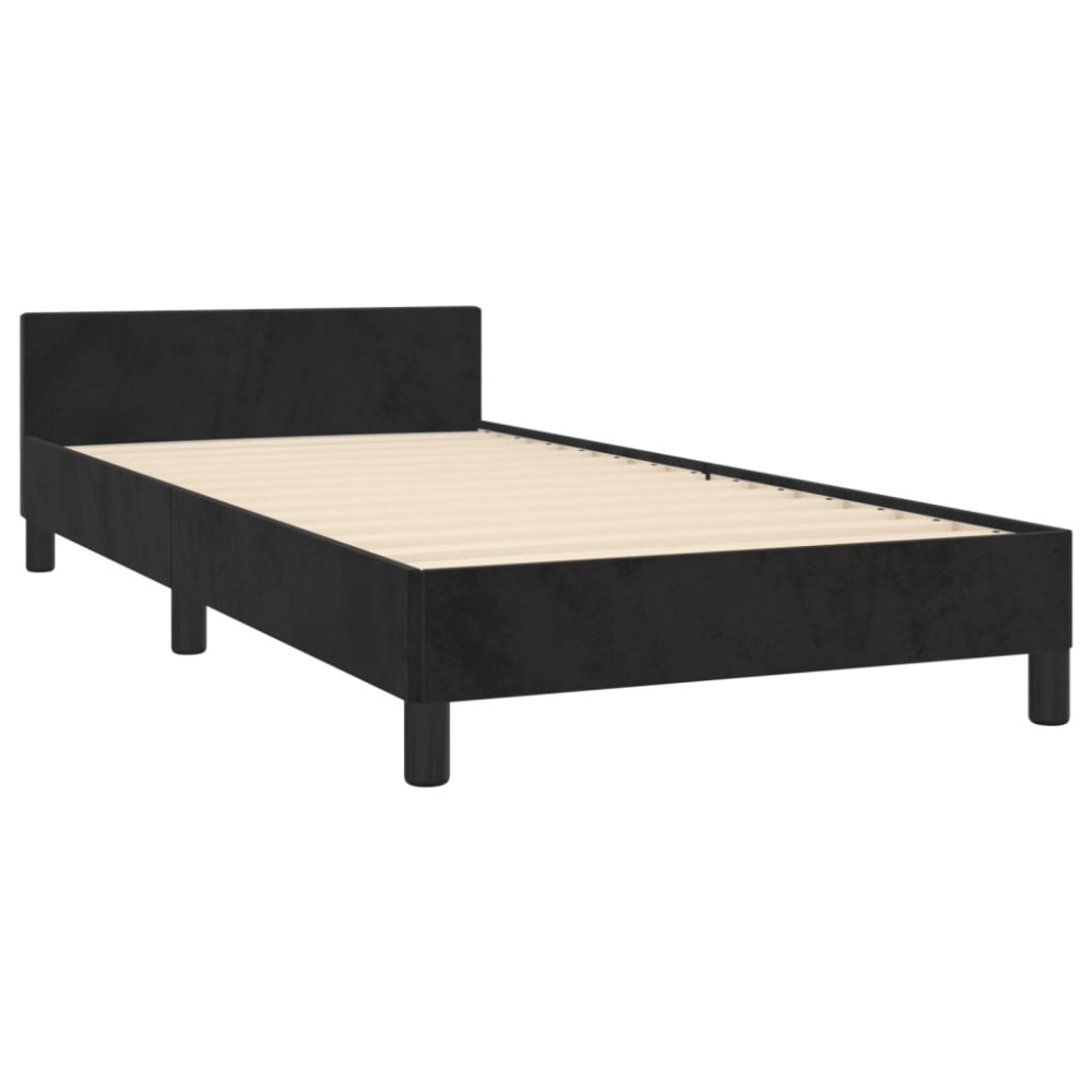 Produktbild för Sängram med huvudgavel svart 90x200 cm sammet