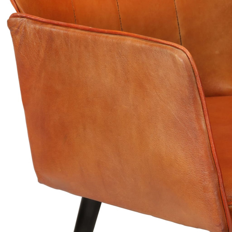 Produktbild för Öronlappsfåtölj med fotpall ljusbrun äkta läder