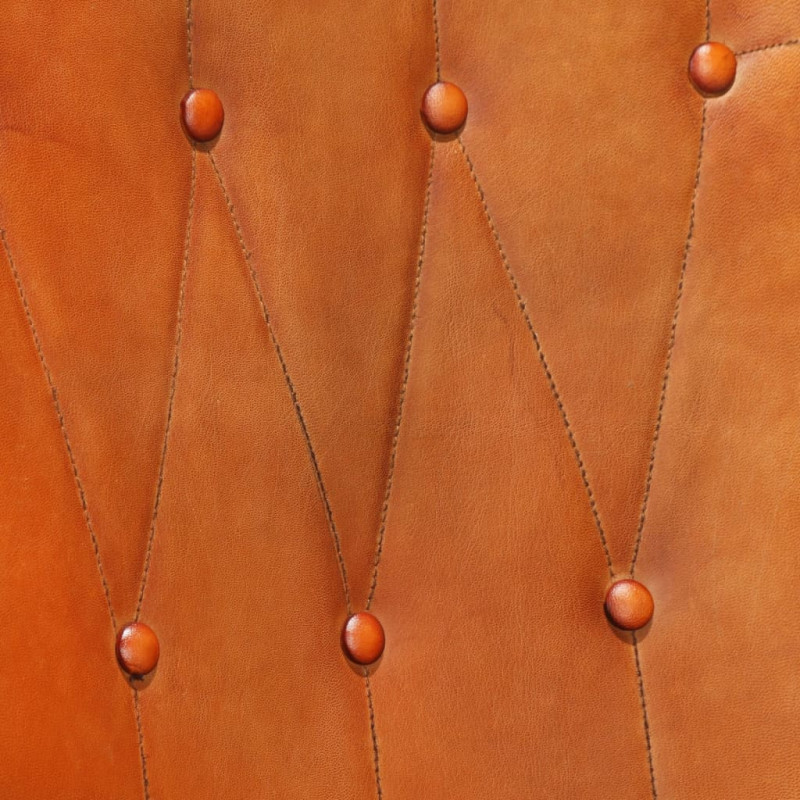 Produktbild för Öronlappsfåtölj med fotpall ljusbrun äkta läder