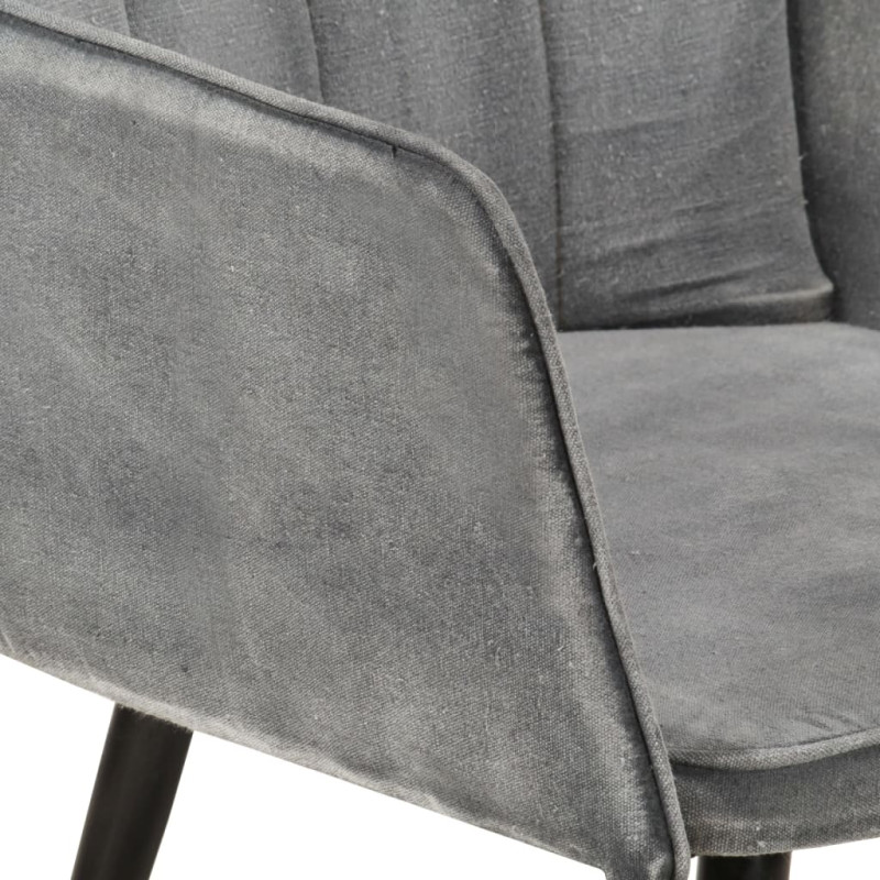 Produktbild för Öronlappsfåtölj med fotpall grå vintage kanvas