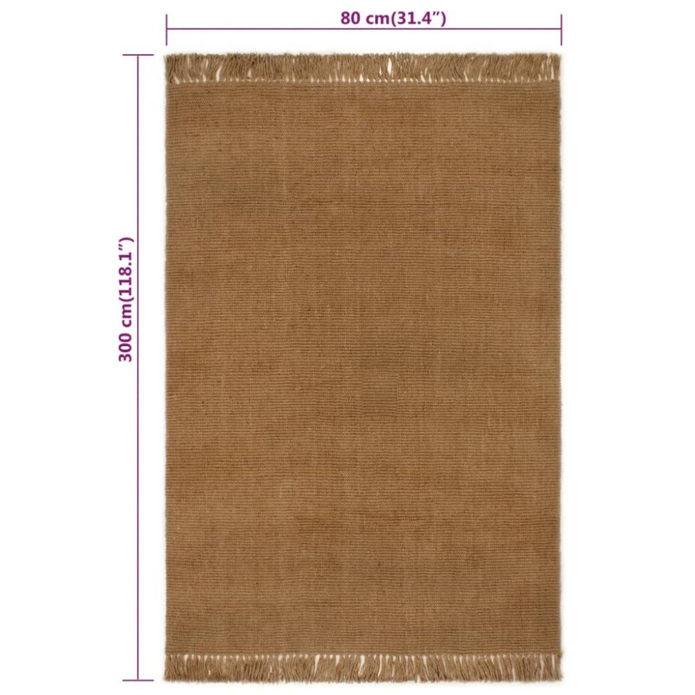 Produktbild för Matta med tofsar 80x300 cm jute