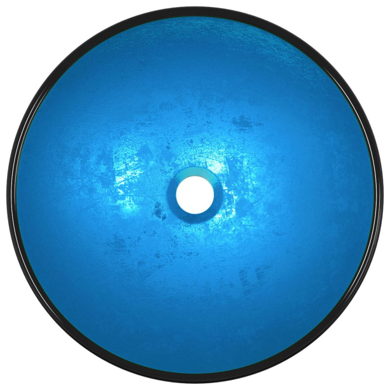 Produktbild för Handfat härdat glas 42x14 cm blå