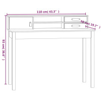 Produktbild för Skrivbord vit 110x50x93 cm massiv furu