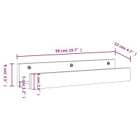 Produktbild för Väggskåp 2 st grå 50x12x9 cm massiv furu