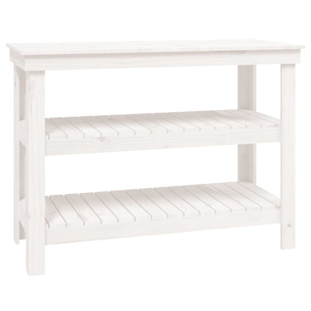 Produktbild för Skobänk vit 110,5x50x80 cm massiv furu