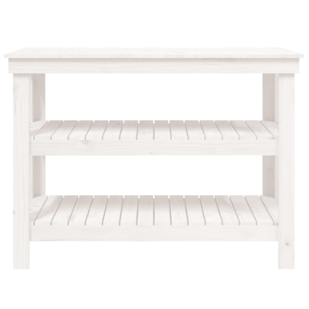 Produktbild för Skobänk vit 110,5x50x80 cm massiv furu