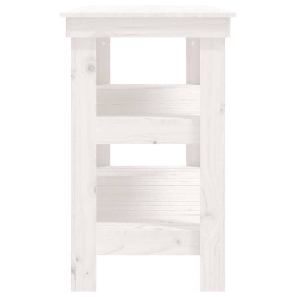 Produktbild för Skobänk vit 110,5x50x80 cm massiv furu